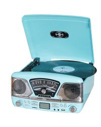 Steepletone BT ROXY 4 Blue 60’S Style Retro 3-Speed Record Player